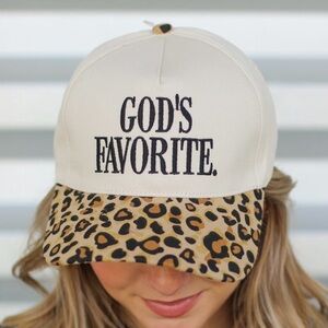 ❤️PENDING❤️ Leopard Print Canvas Brim Cap “God’s Favorite” *BRAND NEW*
